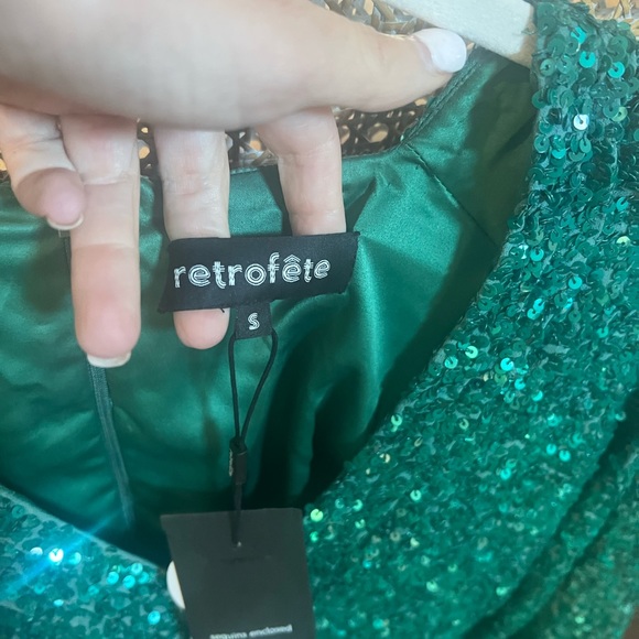 NWT Retrofete sequined Edith emerald green dress - Picture 7 of 10